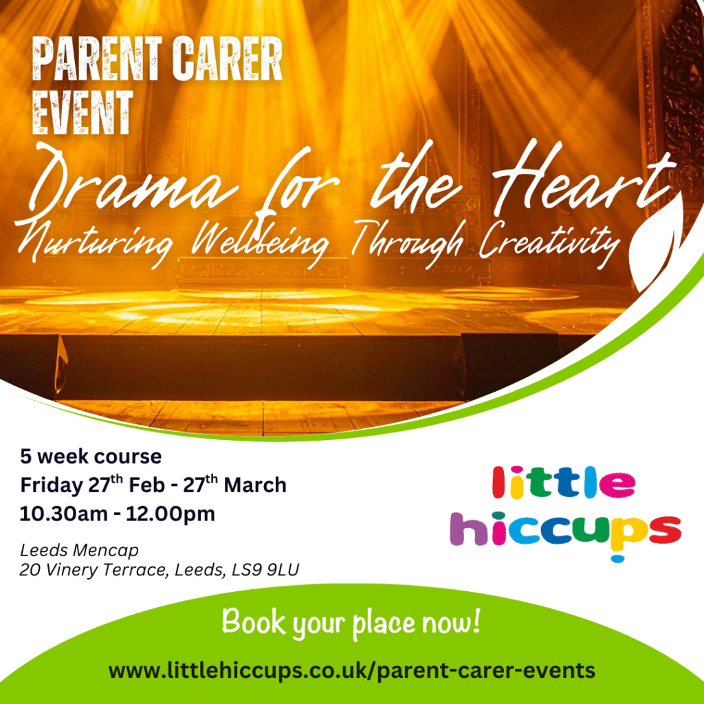 Drama for the Heart is a new friendly, welcoming group for parent carers — a space to relax, connect, and rediscover yourself through creativity, laughter, and shared stories.